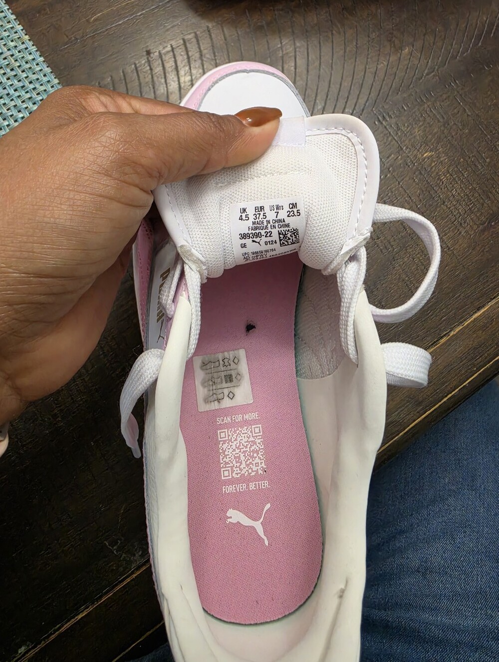 Puma Women’s White Sneakers with Pink Insole